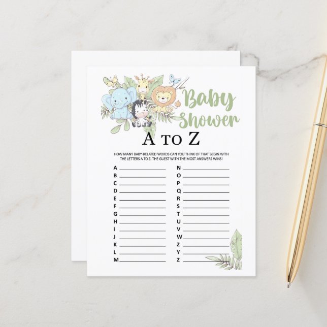 Papier Jeu BabyShower (Devant/Arrière en situation)