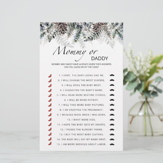 Papier Jeu bébé maman ou papa (Debout devant)