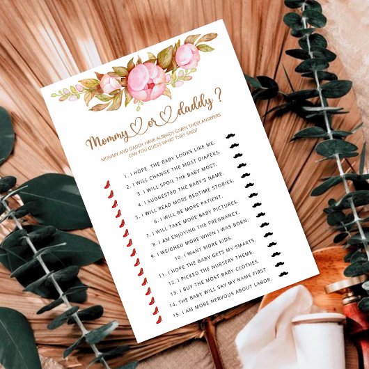 Papier Jeu bébé maman ou papa