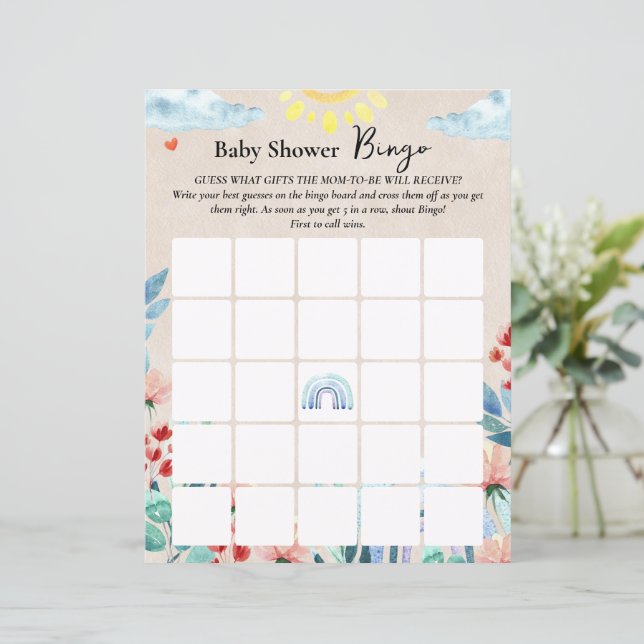 Papier Jeu "Bingo" pour baby shower. (Debout devant)