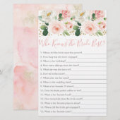 Papier Jeu Blush Gold Floral Qui connaît le mieux la mari (Devant / Derrière)