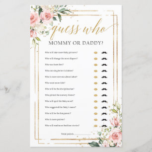 Papier Jeu boho rose rose floral or maman ou papa