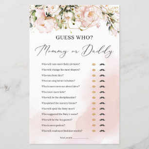 Papier Jeu boho rose rose floral or maman ou papa