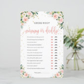 Papier Jeu boho rose rose floral vert maman ou papa (Debout devant)