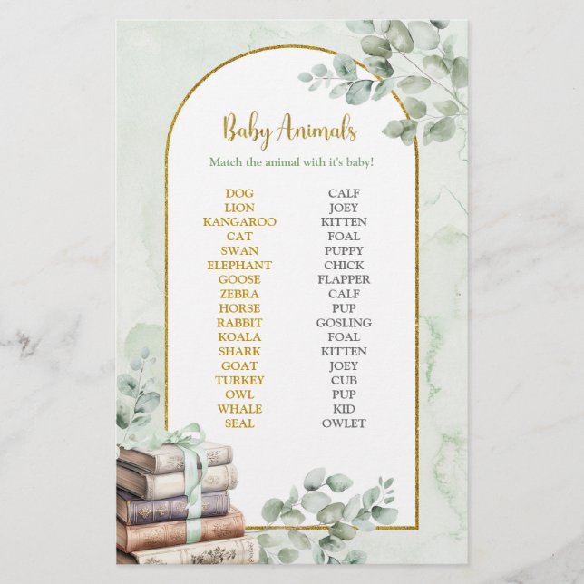 Papier Jeu d'animaux bébé de l'histoire de la verdure (Devant)