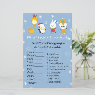 Papier jeu d'animaux d'hiver noël autour du monde