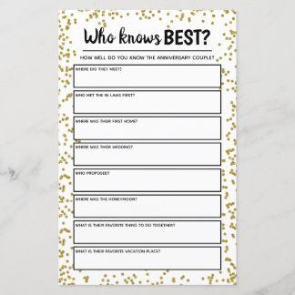 Papier Jeu d'anniversaire de Mariage d'or