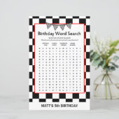 Papier Jeu d'anniversaire de voiture de course IMPRIMÉ (Debout devant)