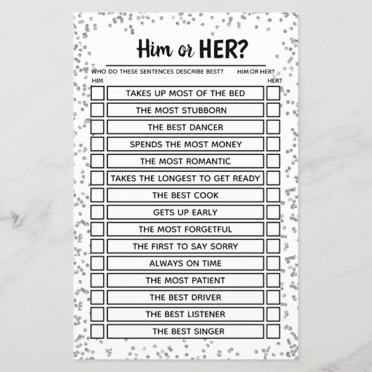 Papier Jeu d'anniversaire Mariage d'argent (Dos)