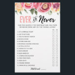 Papier Jeu d'anniversaire modifiable jamais ou jamais Jeu<br><div class="desc">Achetez ce jeu floral et profitez de la haute qualité Carte Jamais ou jamais pour votre événement! Connais-tu bien la fille d'anniversaire ? Design de fleurs.</div>
