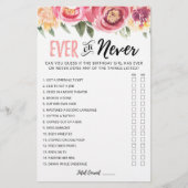 Papier Jeu d'anniversaire modifiable jamais ou jamais Jeu (Devant)