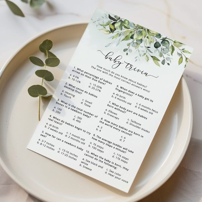 Papier Jeu d'aquarelle eucalyptus bébé trivia (Créateur téléchargé)