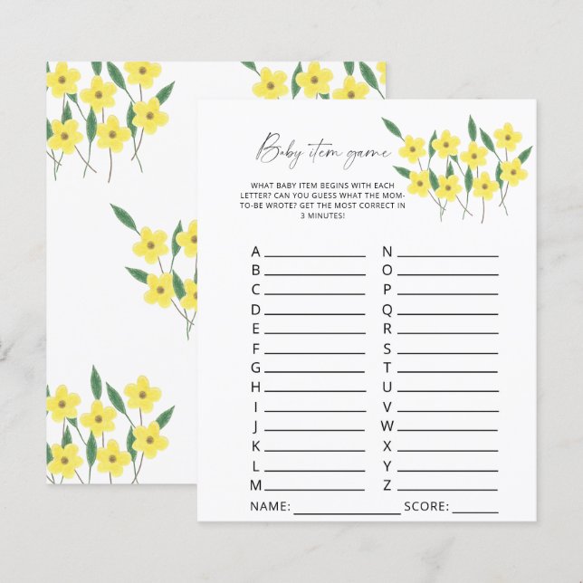 Papier Jeu d'article bébé Fleurs sauvages. Jeu de Baby Sh (Devant / Derrière)
