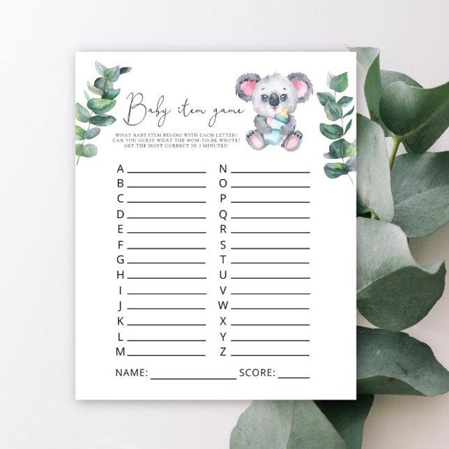 Papier Jeu d'article bébé ours koala. Jeu de baby shower (Créateur téléchargé)