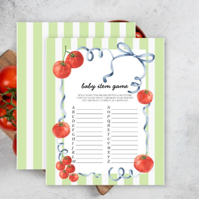 Papier Jeu d'article bébé tomate. Jeu de Baby Shower (Créateur téléchargé)