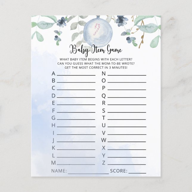 Papier Jeu d'article de bébé d'hiver. Jeu de Baby Shower (Devant)