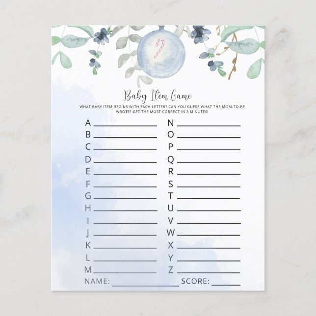 Papier Jeu d'article de bébé en hiver. Jeu de Baby Shower (Devant)