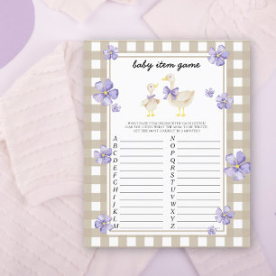 Papier Jeu d'article de bébé oie. Jeu de Baby Shower