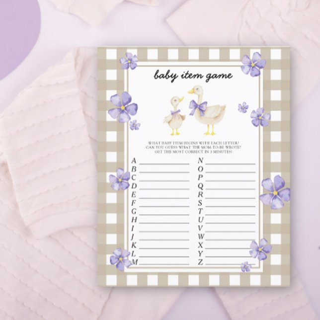 Papier Jeu d'article de bébé oie. Jeu de Baby Shower (Créateur téléchargé)
