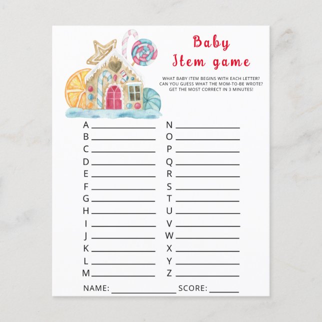 Papier Jeu d'articles pour bébé d'hiver. Jeu baby shower (Devant)