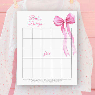 Papier Jeu de Baby Bingo à l'aquarelle rose