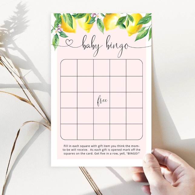Papier Jeu de baby-bingo au citron rose (Créateur téléchargé)