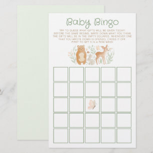 Papier Jeu de Baby Bingo sur le thème de la forêt