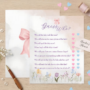 Papier Jeu de baby shower à l'aquarelle florale avec un n