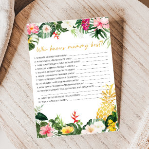 Papier Jeu de Baby Shower Aloha Bébé Ananas Qui Connaît l