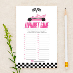 Papier Jeu de Baby Shower Alphabet de Voiture de Course R