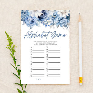 Papier Jeu de Baby Shower Alphabet Floral Bleu Poussiéreu