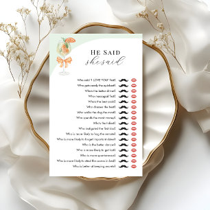 Papier Jeu de Baby Shower Aperol Spritz Il a dit Elle a d