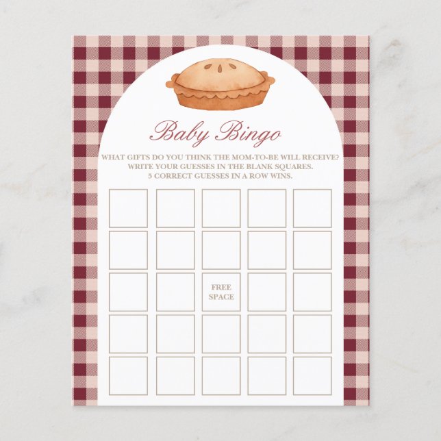 Papier Jeu de Baby Shower Baby Bingo Cutie Pie (Devant)