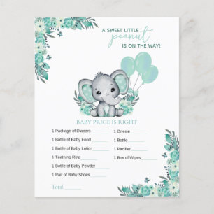 Papier Jeu de Baby Shower : Bébé Éléphant Neutre