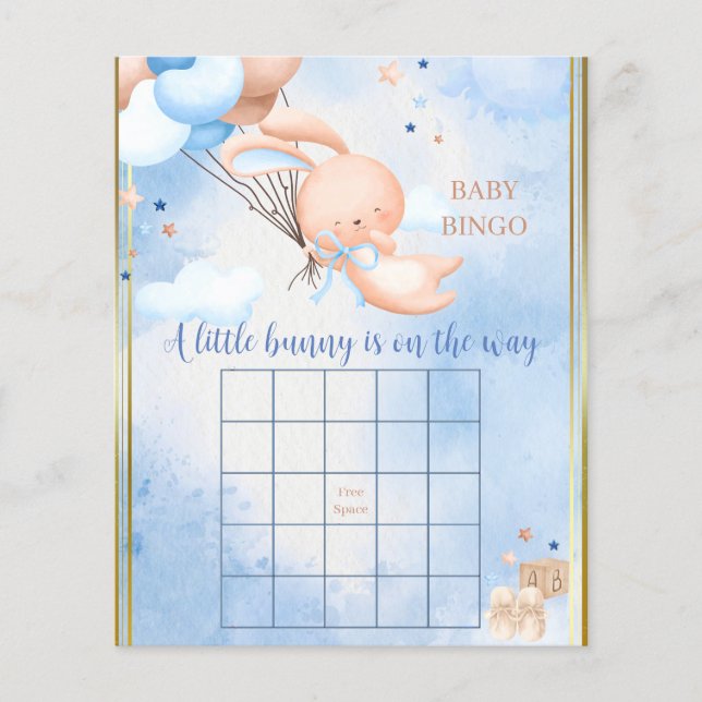 Papier Jeu de Baby Shower Bébé Garçon Lapin (Devant)