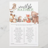 Papier Jeu de baby shower Bébé plutôt que Animaux de la f (Devant)