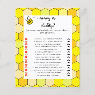 Papier Jeu de baby shower BEE maman ou papa