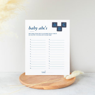 Papier Jeu de Baby shower Blue Jean Bébé ABC