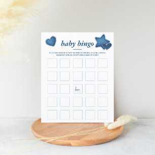 Papier Jeu de Baby shower Blue Jean   Bingo bébé