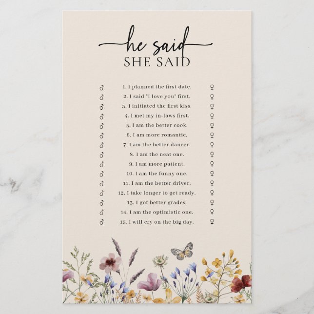 Papier Jeu de Baby Shower Bohème Chic (Devant)