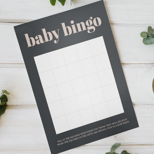 Papier Jeu de Baby Shower Bohème Rose Gris Double Face (Créateur téléchargé)