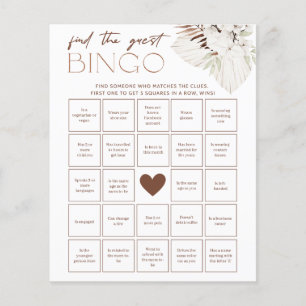 Papier Jeu de Baby Shower Bohème - Trouvez le Bingo Invit