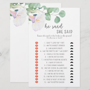 Papier Jeu de baby shower Calla - Il a dit qu'elle avait