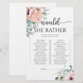 Papier Jeu de baby shower chic rose 'Would she rather'  (Devant / Derrière)