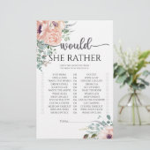 Papier Jeu de baby shower chic rose 'Would she rather'  (Debout devant)