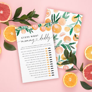Papier Jeu de baby shower Citrus Devine qui est Maman ou