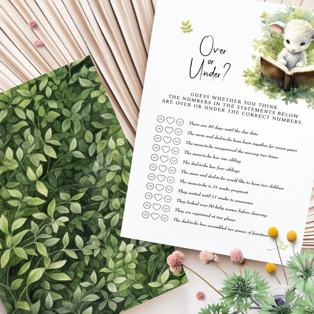 Papier Jeu de Baby shower d'agneau Plus ou moins? (Créateur téléchargé)