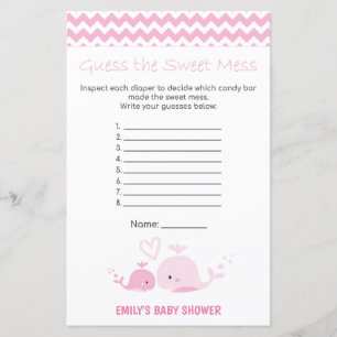 Papier Jeu de Baby shower de baleine rose nautique IMPRIM