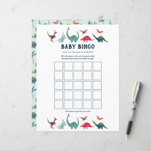 Papier Jeu de baby shower de bingo de dinosaure mignon