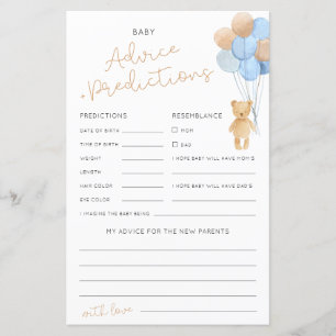 Papier Jeu de Baby shower de conseils et de prévisions